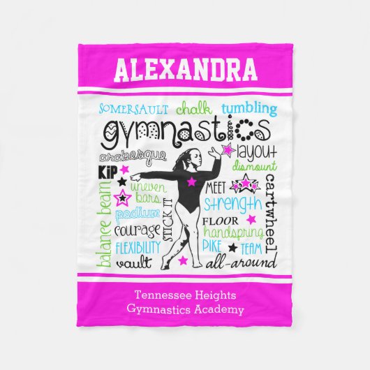 モノグラムとの体操のタイポグラフィ フリースブランケット (正面)