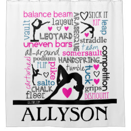 モノグラムとの体操の専門用語の単語 シャワーカーテン