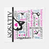 モノグラムとの体操の専門用語の単語 フリースブランケット (正面(横))