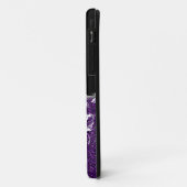 モノグラムとの紫色のグリッターそして黒いデザイン Case-Mate iPhoneケース (裏面/左)