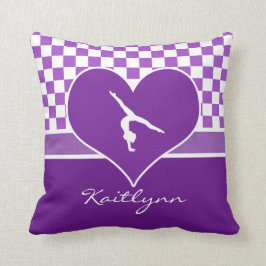 モノグラムとの美しい紫色のチェック模様の体操 クッション