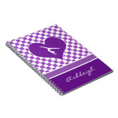 モノグラムとの美しい紫色のチェック模様の体操 ノートブック (右側)