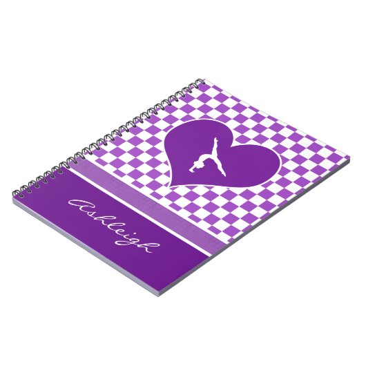 モノグラムとの美しい紫色のチェック模様の体操 ノートブック (左側)