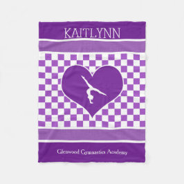 モノグラムとの美しい紫色のチェック模様の体操 フリースブランケット