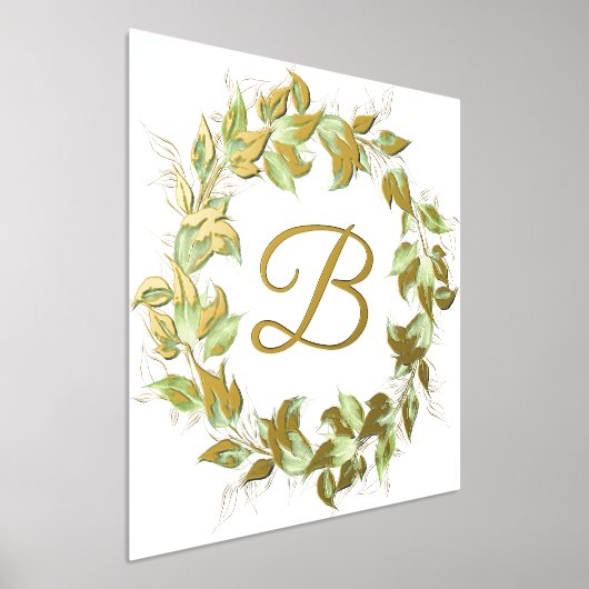 モノグラムとの葉状リース 箔ポスター (レイダウン)