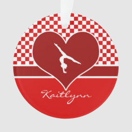 モノグラムとの豊富な赤のチェック模様の体操 オーナメント