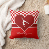 モノグラムとの豊富な赤のチェック模様の体操 クッション (ブランケット)