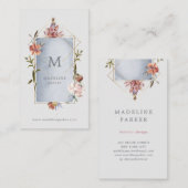 モノグラムとの豪華で幾何学的な花柄 名刺 (正面/裏面)