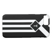 モノグラムとの黒の白のストライプそしてシェブロン Case-Mate iPhoneケース (裏面(横))