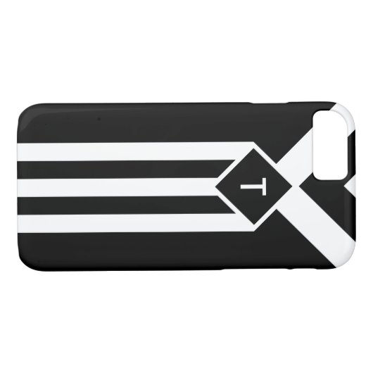 モノグラムとの黒の白のストライプそしてシェブロン Case-Mate iPhoneケース (裏面(横))