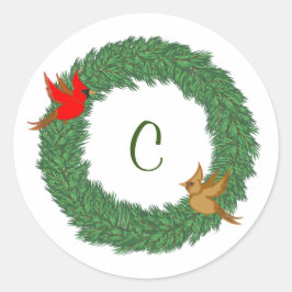 モノグラムとエバーグリーンリースの深紅色 ラウンドシール