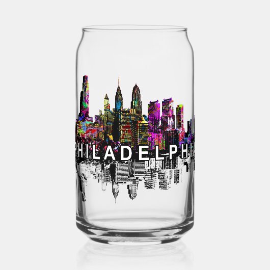 モノグラムとグラフィティのフィラデルフィア ガラス缶 (正面)