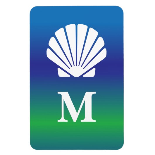 モノグラムとシーシェルクルーズキャビンドアマーカー マグネット (縦)