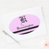 "モノグラムとストライプの結婚フォント" 楕円形シール (封筒)