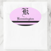 "モノグラムとストライプの結婚フォント" 楕円形シール (バッグ)