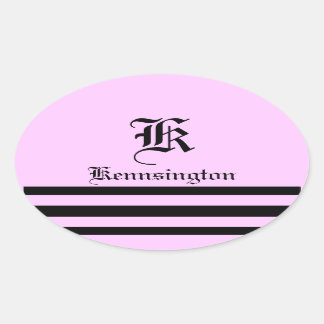 "モノグラムとストライプの結婚フォント" 楕円形シール
