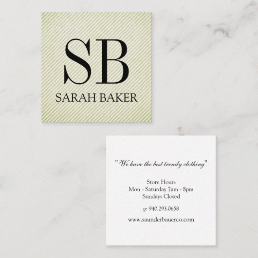 モノグラムとストライプ スクエア名刺 (正面/裏面)