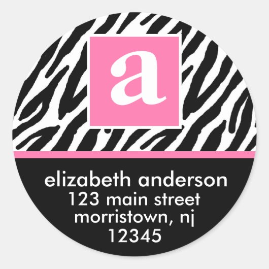 モノグラムとゼブラ住所 シール (正面)