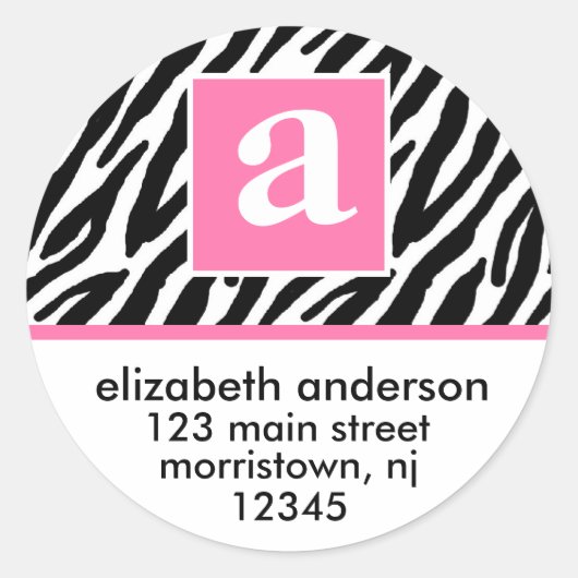 モノグラムとゼブラ模様 ラウンドシール (正面)