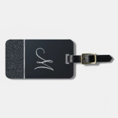 モノグラムとダークグレーグリッター ラゲッジタグ (正面横)