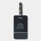 モノグラムとダークグレーグリッター ラゲッジタグ (裏面縦)