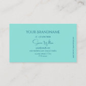 モノグラムとティール（緑がかった色）との単純なモダンプレーンクラシック 名刺 (裏面)