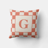 モノグラムとテラコッタクリー市松模様にム縁どの使用 クッション (裏面)