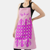 モノグラムとトレンディースタイルのピンクのレトロパターン エプロン (インサイチュ)