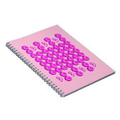 モノグラムとトレンディースタイルのピンクのレトロパターン ノートブック (右側)