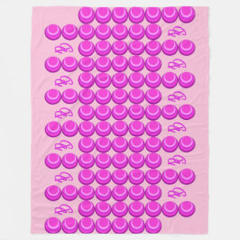 モノグラムとトレンディースタイルのピンクのレトロパターン フリースブランケット