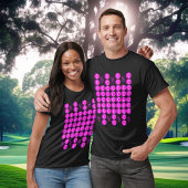 モノグラムとトレンディースタイルのピンクのレトロパターン Tシャツ