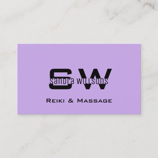 モノグラムとフォトライトパープル付きプレーン薄紫 名刺 (正面)