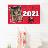 モノグラムとフォト卒業カスタムカラーレッド 横断幕 (インサイチュ)