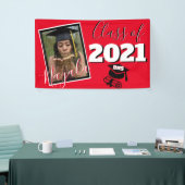 モノグラムとフォト卒業カスタムカラーレッド 横断幕 (トレードショー)