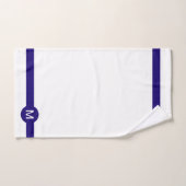 モノグラムとブルーストライプオンホワイト バスタオルセット (ハンドタオル)