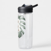 モノグラムとモンステラの熱帯白い蘭 ウォーターボトル (左面)