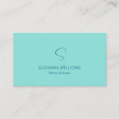 モノグラムとロゴの単純なティール（緑がかった色） モダン 名刺 (正面)