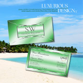 モノグラムとロゴ付きエメラルドグリーンシルバーデコール 名刺