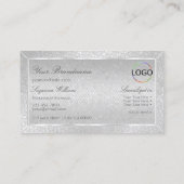 モノグラムとロゴ付きライトシルバースネークパターン 名刺 (裏面)