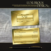 モノグラムとロゴ付き豪華な輝き金ゴールド 名刺