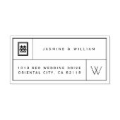 モノグラムと二重中国の幸福結婚箱 ラバースタンプ (インプリント)