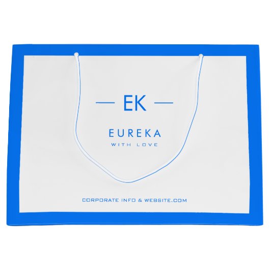 モノグラムと企業詳細が入ったコーポレートバッグ ラージペーパーバッグ (正面)