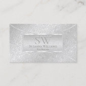 モノグラムと写真のライトシルバースネークパターン 名刺 (正面)