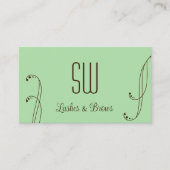 モノグラムと写真華美付き淡い緑の茶色 名刺 (正面)