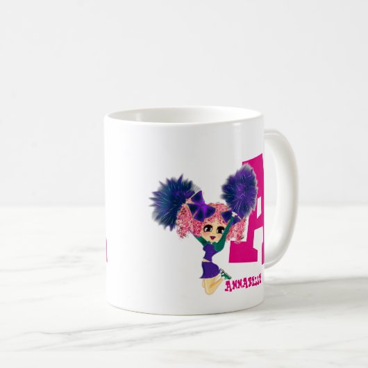 モノグラムと名付パーソナライズされたけられた女子チアリーダー コーヒーマグカップ (正面右)