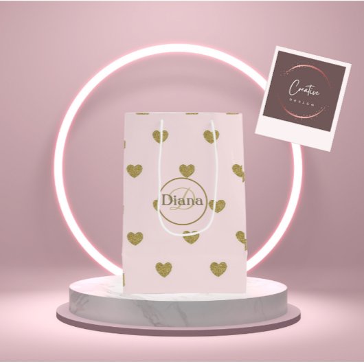 モノグラムと名前が入ったギフトバッグ ミディアムペーパーバッグ