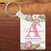 モノグラムと名前とは熱帯フローラ キーホルダー (正面)