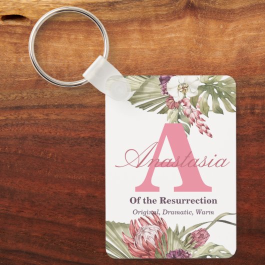 モノグラムと名前とは熱帯フローラ キーホルダー (正面)