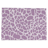 モノグラムと名前とシックなパープルキリンプリント ラージペーパーバッグ (裏面)