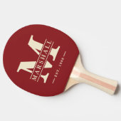 モノグラムと名前のオーバーレイのストライピング深いクランベリー 卓球ラケット (横)